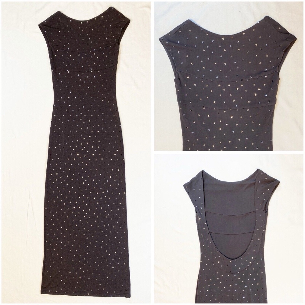X:S Clothing Women Size M Sparkly Gray Long Formal Dress Open Back NWT $168